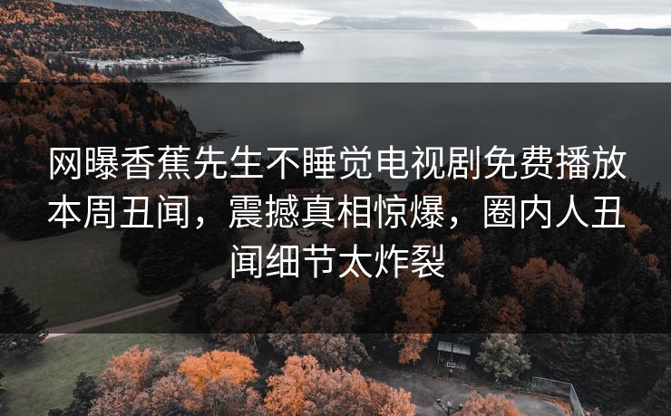 网曝香蕉先生不睡觉电视剧免费播放本周丑闻，震撼真相惊爆，圈内人丑闻细节太炸裂  第1张