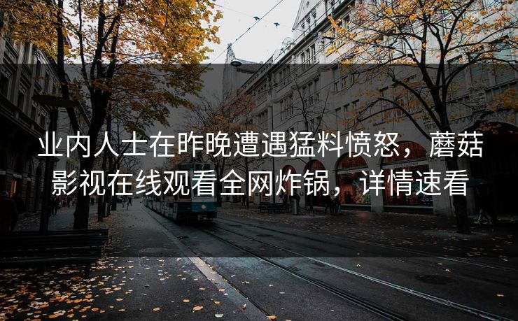 业内人士在昨晚遭遇猛料愤怒，蘑菇影视在线观看全网炸锅，详情速看