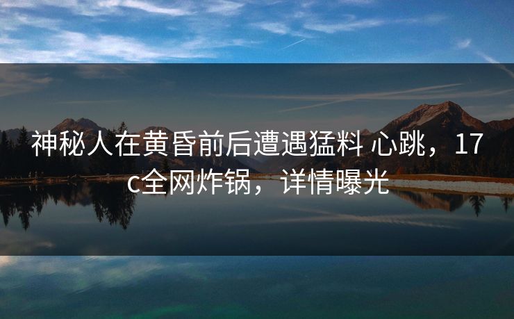 神秘人在黄昏前后遭遇猛料 心跳，17c全网炸锅，详情曝光