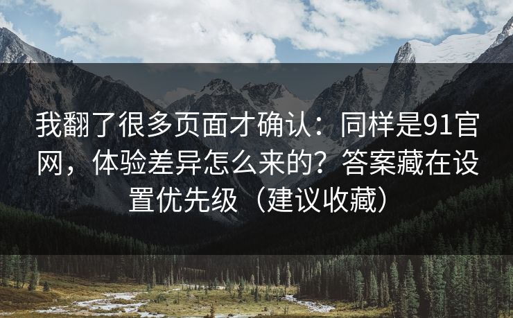 我翻了很多页面才确认：同样是91官网，体验差异怎么来的？答案藏在设置优先级（建议收藏）