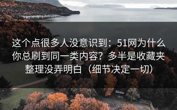这个点很多人没意识到：51网为什么你总刷到同一类内容？多半是收藏夹整理没弄明白（细节决定一切）